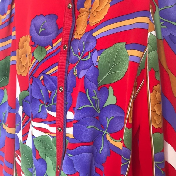 Vintage ladies Robert Janan red floral snap button jacket size Small - Picture 3 of 9